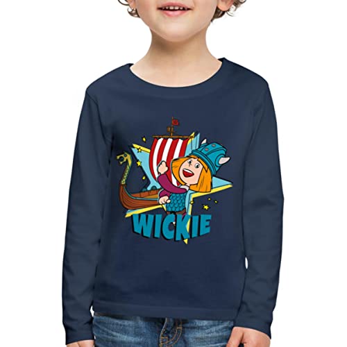 Spreadshirt Wickie Und Die Starken Männer Wikingerschiff Kinder Premium Langarmshirt, 110/116 (4 Jahre), Navy von Spreadshirt