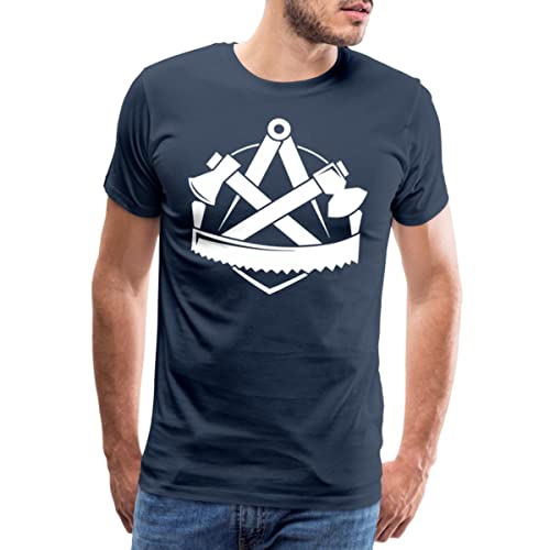 Spreadshirt Zimmerer Logo Handwerk Wappen Zimmermann Männer Premium T-Shirt, L, Navy von Spreadshirt