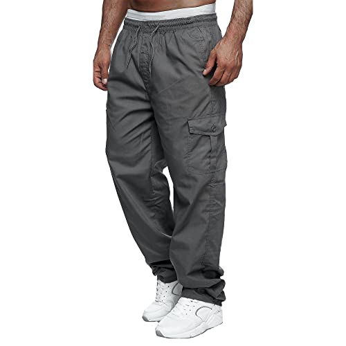 Herren-Cargo-Arbeitshose, leger, lockere Passform, Stretch, Kampfanzug, Jogginghose, Hose für Herren, Größe M-3XL, dunkelgrau, 31-35 von Sprifloral