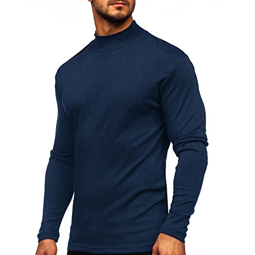 Sprifloral Herren Thermo Langarm T-Shirt Top Rollkragen Warme Unterwäsche Baselayer S-3XL, dunkelblau, M von Sprifloral