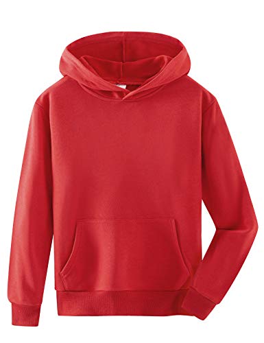 Spring&Gege Jungen Hoodie Sweatjacke Basic Einfarbig Baumwoll Kapuzenjacke für Kinder Rot 3-4 Jahre von Spring&Gege