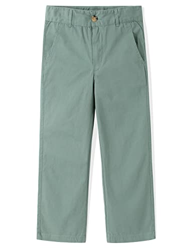 Spring&Gege Jungen Einheitliche Chino Hose mit Gerader Passform und Flacher Vorderseite, Grau Grün, 11-12 Jahre von Spring&Gege