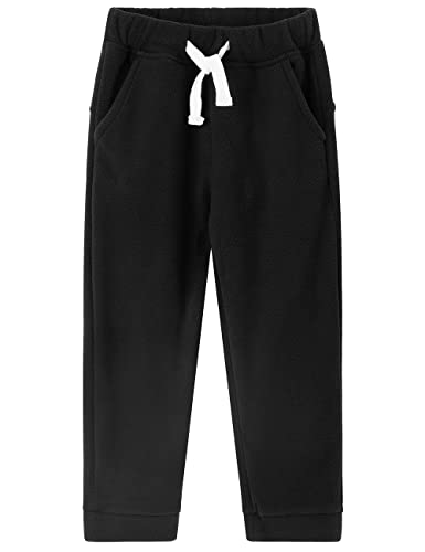 Spring&Gege Jungen Mädchen Polar Fleece Warm-Up Loungewear Jogginghose mit Taschen für Kinder, Schwarz, 9-10 Jahre(140 146) von Spring&Gege