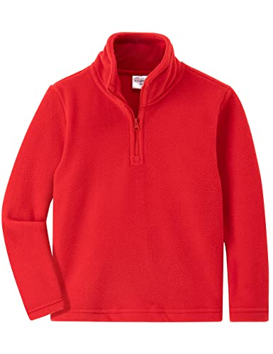 Spring&Gege Jungs Mädchen Polar Fleecejacke mit Viertelreißverschluss Winterjacke Strickjacken für Kinder Rot 5-6 Jahre(116 122) von Spring&Gege