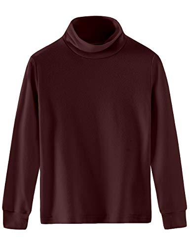 Spring&Gege Mädchen Solid Rollkragenpullover Baumwolle Langarm Shirt Kinder Base Layer Basic Tops Braun 164 170, XXL von Spring&Gege