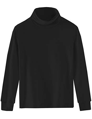 Spring&Gege Mädchen Solid Rollkragenpullover Baumwolle Langarm Shirt Kinder Base Layer Basic Tops Schwarz 152 158, XL von Spring&Gege