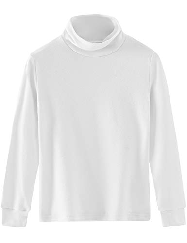 Spring&Gege Mädchen Solid Rollkragenpullover Baumwolle Langarm Shirt Kinder Base Layer Basic Tops Weiß 140 146, L Spring&Gege Mädchen Solid Rollkragenpullover Baumwolle Langarm Shirt Kinder Base Layer Basic Tops Weiß 140 146, L von Spring&Gege
