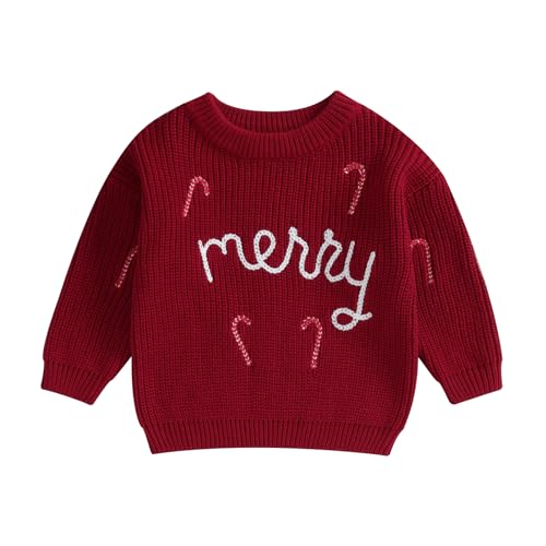 Springcmy Baby Jungen Mädchen Weihnachten Übergroßer Strickpullover Chunky Letter Stickerei Langarm Pullover Warm Herbst Winter Xmas Tops Strickwaren, Merry Red, 0-3 Monate Springcmy Baby Jungen Mädchen Weihnachten Übergroßer Strickpullover Chunky Letter Stickerei Langarm Pullover Warm Herbst Winter Xmas Tops Strickwaren, Merry Red, 0-3 Monate von Springcmy