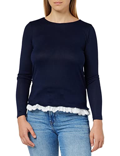 Springfield Damen gestricktem Saum, Schweizer Stickerei T-Shirt, Marineblau (Marineblau), Small von Springfield