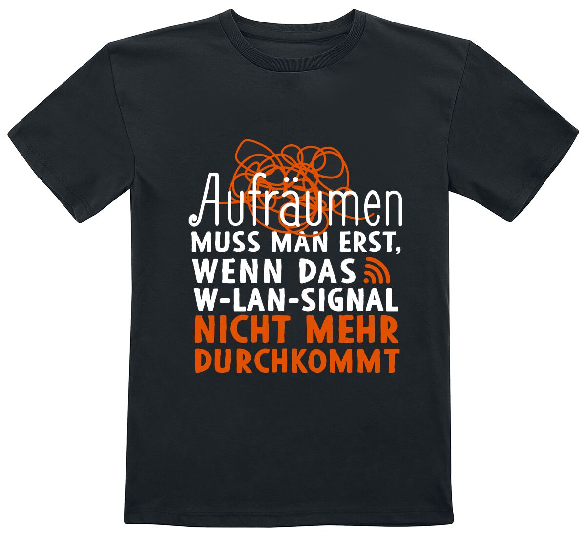 Sprüche T-Shirt für Kinder - Kids - Aufräumen - für Mädchen & Jungen - schwarz von Sprüche