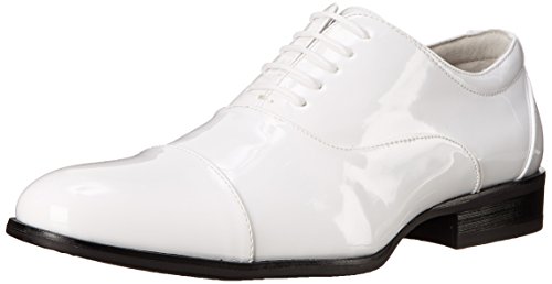 STACY ADAMS Herren Gala Zehenkappe Smoking Schnürschuh Oxford Schuh, weiße Lacklederoptik, 42 EU von Stacy Adams