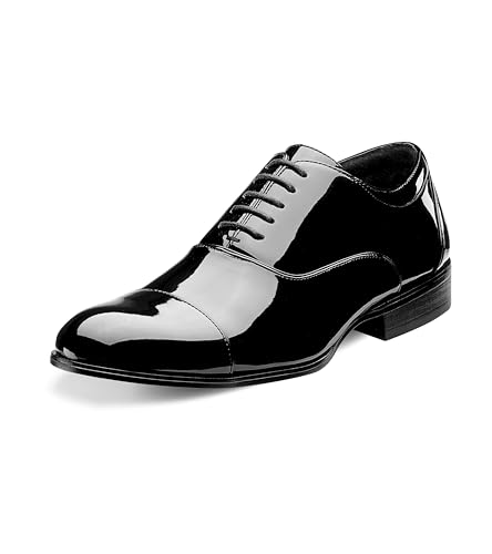 STACY ADAMS Herren Gala Cap-Toe Smoking Schnürschuh Oxford Schuh, Schwarz Lack, 14 Wide von Stacy Adams