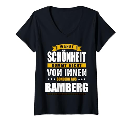 Damen Bamberg Deutschland Stadt Heimat Deutsch T-Shirt mit V-Ausschnitt von Stadt Deutschland Stolz Spruch Deutsche Schönheit
