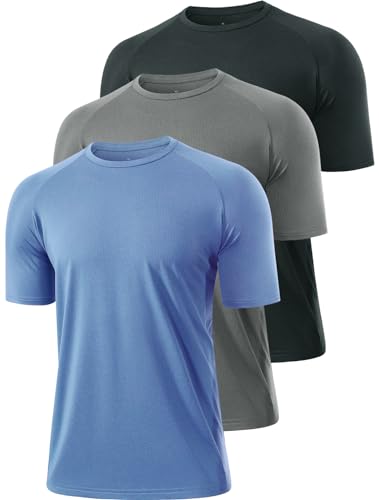 Star Vibe 3 Stücke T-Shirts Für Herren Set Sportbekleidung Fitness Tshirt Herren Sport Shirt Männer Trainingsshirt Herren Black/Grey/Blue XL von Star Vibe