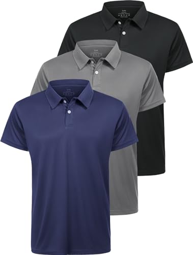 Star Vibe 3er Pack Polo Shirts männer polohemd atmungsaktive Herren Poloshirt Kurzarm funktions Poloshirt Herren Kurzarm Black/Gray/Navy S/M von Star Vibe