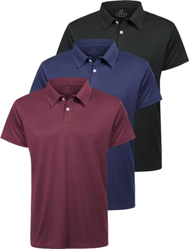 Star Vibe 3er Pack Polo Shirts männer polohemd atmungsaktive Herren Poloshirt Kurzarm funktions Poloshirt Herren Kurzarm Black/Navy/Wine Red L von Star Vibe