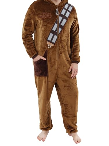 Star Wars Herren Onesie | Chewbacca Kostüm Fleece Schlafanzug | Schlafoveralls für Herren Braun XX-Large von Star Wars