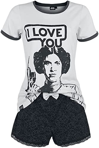 Star Wars Leia Organa - I Love You Frauen Schlafanzug grau/schwarz S von Star Wars