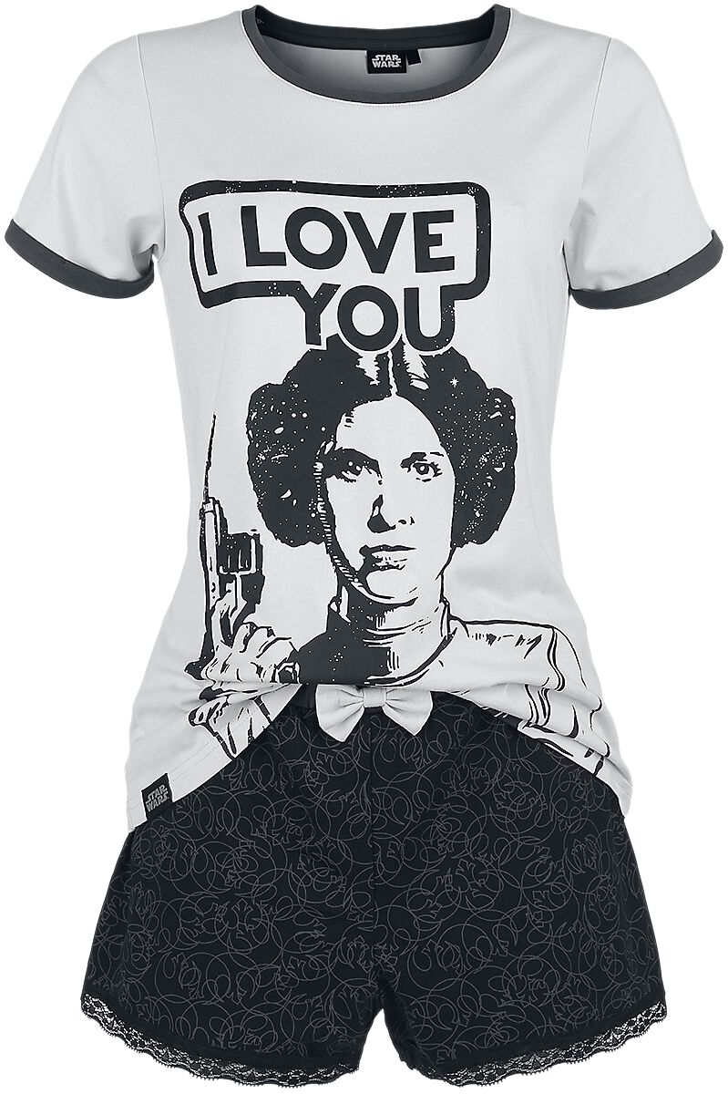 Star Wars Leia Organa - I Love You Schlafanzug grau schwarz in L von Star Wars