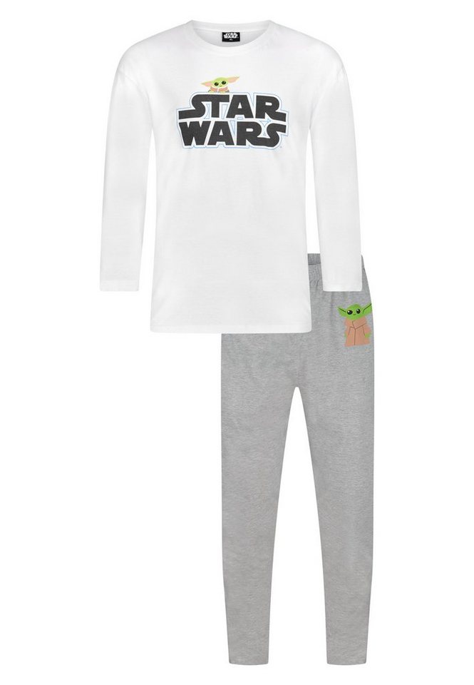 Star Wars Schlafanzug Star Wars Yoda Herren Schlafanzug Lang Pyjama-Set (2 tlg) von Star Wars