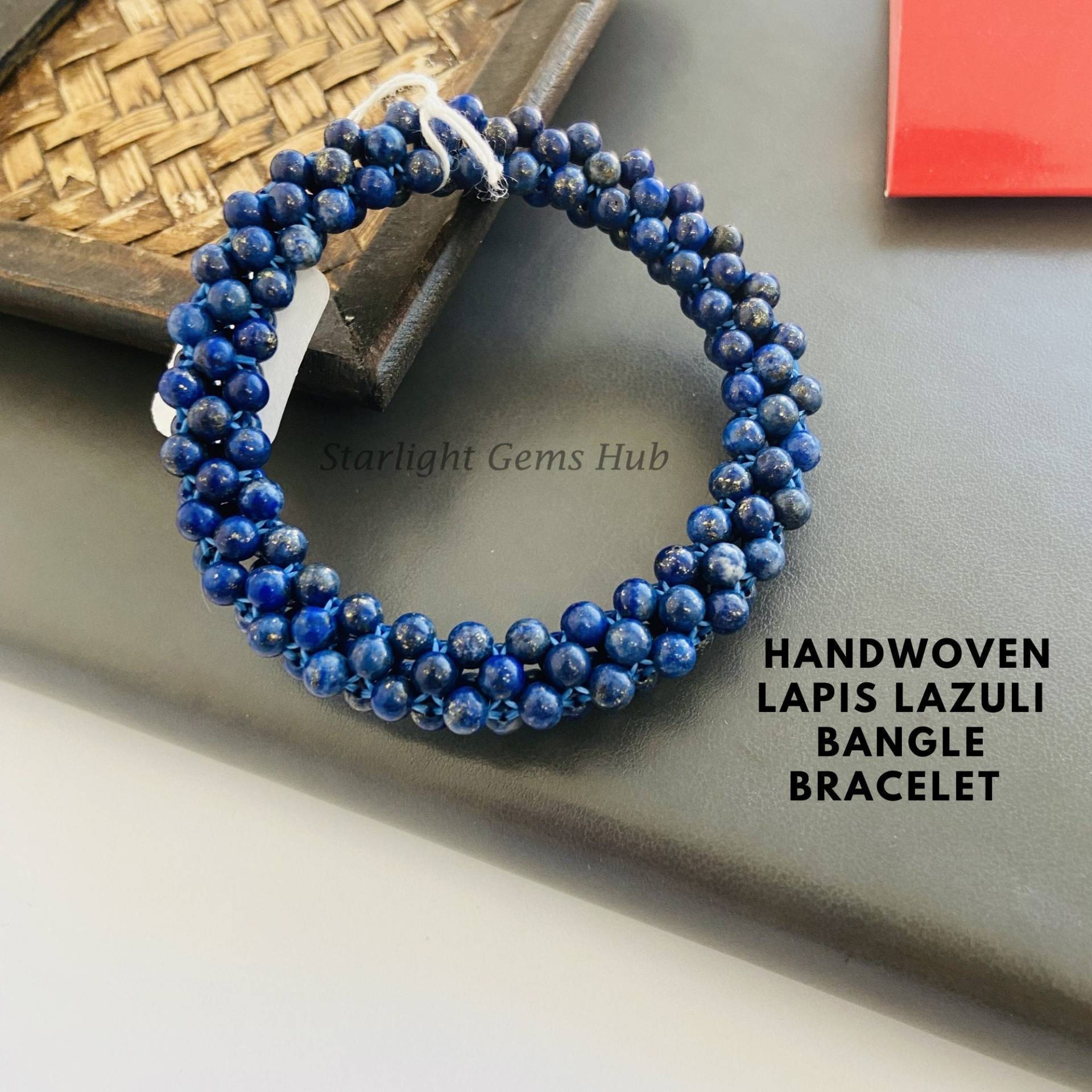 Handgewebtes Lapis Lazuli Armband-4mm Glatte Runde Perlen Armband-Blaue Schmuck-Frauen Armreif-Frauen Armband-Geschenke von StarLightGemsHub