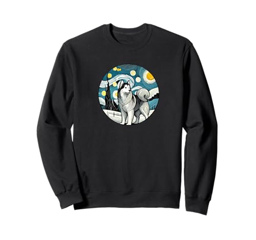 Alaskan Malamute Hund Mama Papa – Van Gogh Sternennacht Stil Sweatshirt Alaskan Malamute Hund Mama Papa – Van Gogh Sternennacht Stil Sweatshirt von Starry Night Apparel for Men Women Kids by Tess