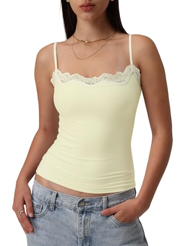 Starrylion Tank Top Damen BH Spitzen Oberteile Y2K Sexy Spaghetti Cami Sommer Tops Zitronencreme L Starrylion Tank Top Damen BH Spitzen Oberteile Y2K Sexy Spaghetti Cami Sommer Tops Zitronencreme L von Starrylion