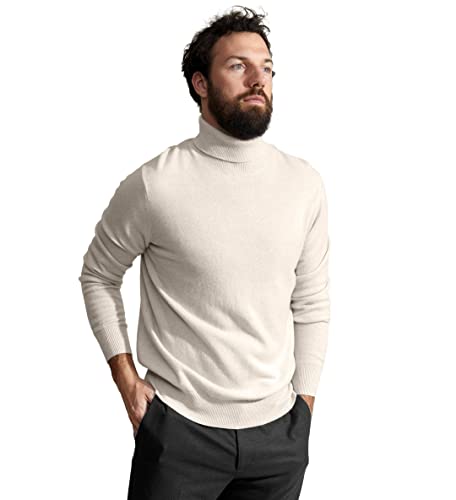 State Cashmere Pullover aus 100% reinem Kaschmir mit Rollkragen für Herren-M-Weiß von State Cashmere