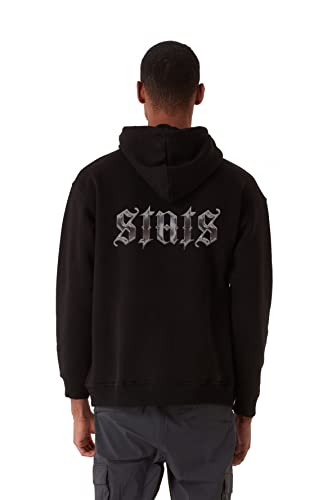 Originals Mono Chrome Fitted Oversized Heavy Men Zip Hoodie, Kapuzenpullover mit Fronttasche, Dropped Shoulders Streetwear Ziphoodie, Baumwolle Premium Herren Pullover (3XL, Schwarz) von Stats