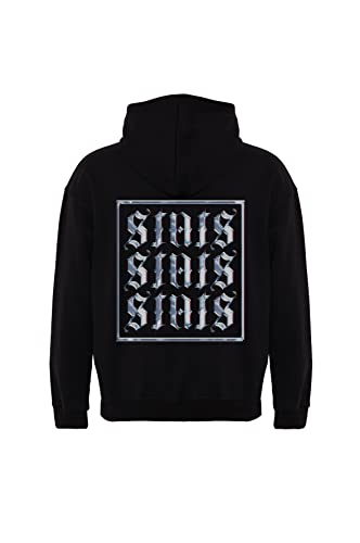 Originals Triple Chrome Fitted Oversized Heavy Men Hoodie, Kapuzenpullover mit Fronttasche, Dropped Shoulders Streetwear Hoodie, Baumwolle Premium Herren Pullover (XL, Schwarz) von Stats