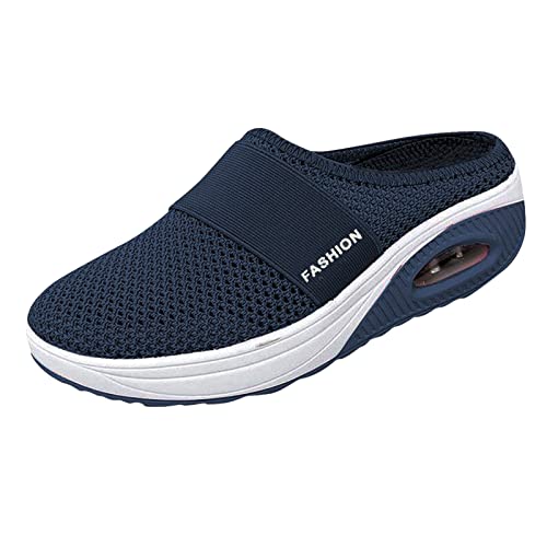 Damenschuhe Pumps Gelb Orthopädische Wanderschuhe mit Luftkissen zum Hineinschlüpfen mit Fußgewölbe-Unterstützung Stricken Lässiger Komfort beim Gehen Schlangenmuster Damen Schuhe (Dark Blue, 40) von Stay&me