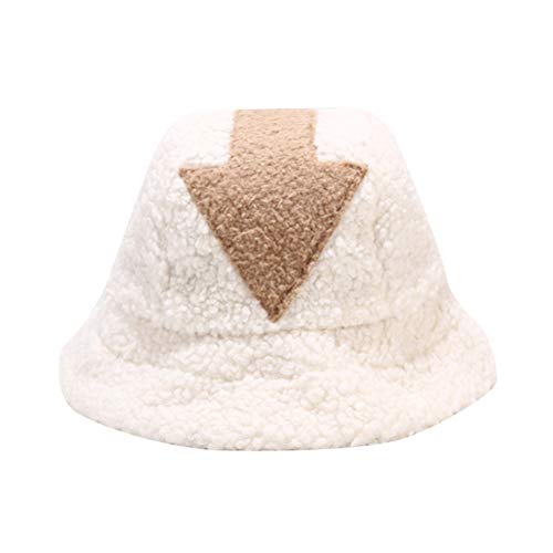 Stecto Avatar Appa Fischerhut, niedlicher Winter Lammwolle Fischerhut, Herren Damen Winter Kostüm Dress Up Cap, Frauen Erwachsene Bucket Hat (Beige Pfeil, 56-58cm) M siehe abbildung von Stecto