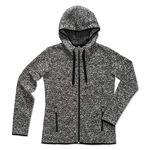 Stedman Active Knit Fleece Strickfleece-Jacke Damen Kapuze, Größe:L, Farbe:Dark Grey Melange von Stedman