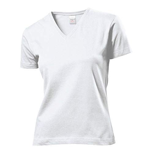 Stedman - Classic V-Neck T-Shirt Women L,White von Stedman