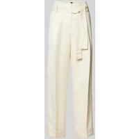 Stefanel Regular Fit Hose mit Bindegürtel in Offwhite, Größe 44 von Stefanel