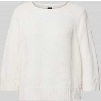 Stefanel Strickpullover aus Leinen mit Rundhalsausschnitt in Offwhite, Größe L von Stefanel