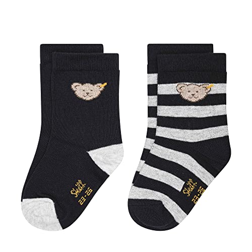 Steiff Unisex Kids Mini Basic Socken 2er Pack GOTS, Navy, 34 von Steiff