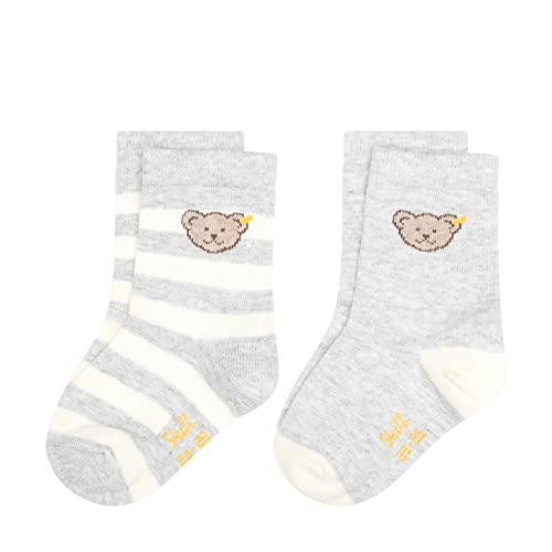 Steiff Unisex Kids Mini Basic Socken 2er Pack GOTS, Soft Grey Melange, 34 von Steiff