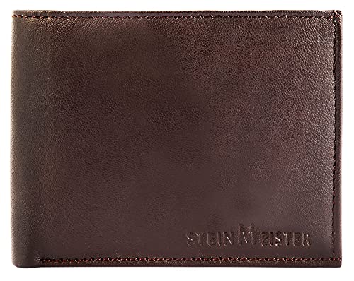 SteinMeister Echtleder Herren Geldbörse Braun, Querformat 10,5 x 8,5 cm von SteinMeister