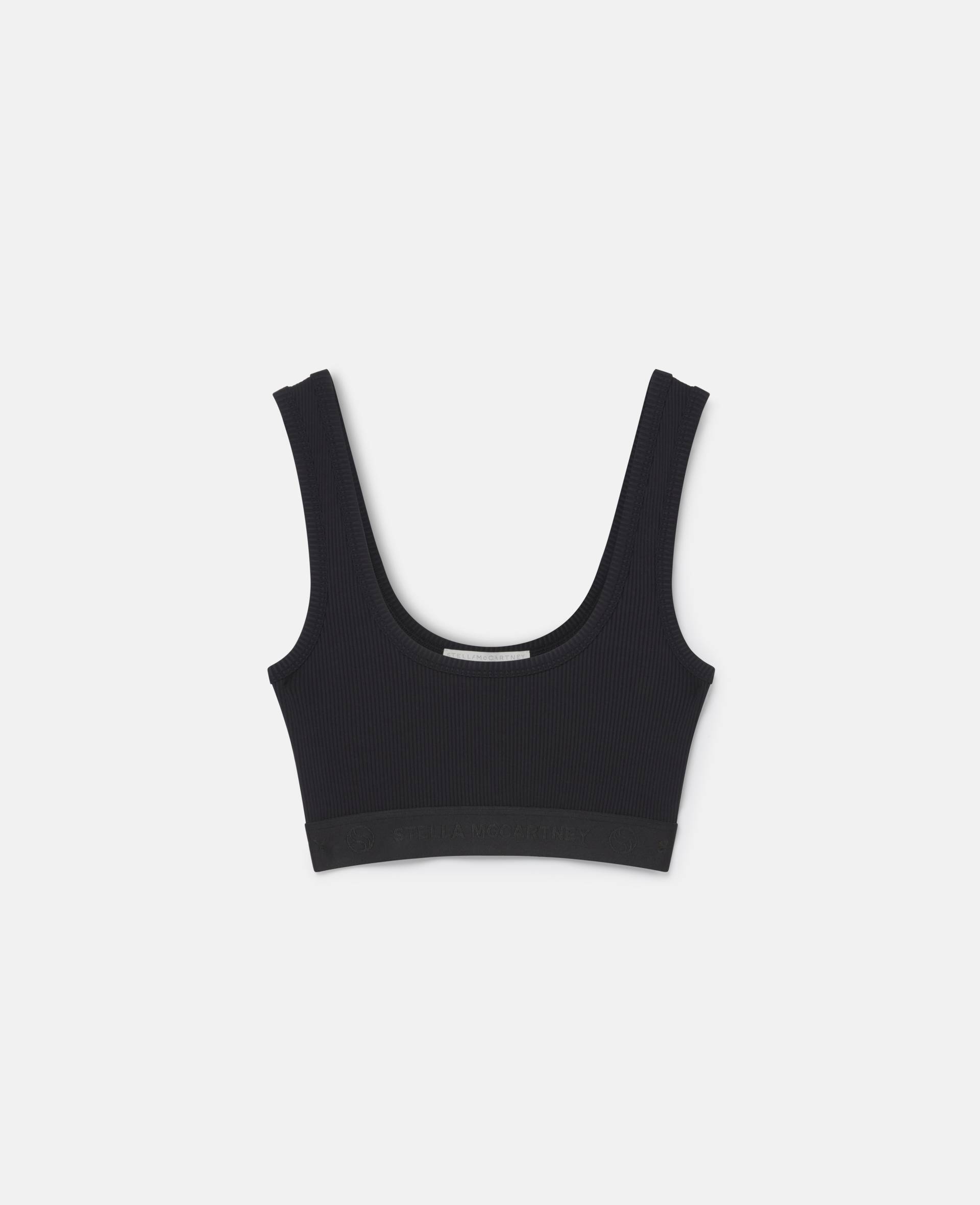 Stella McCartney - Crop Top mit S Wave Band, Frau, Schwarz, Größe: L von Stella McCartney