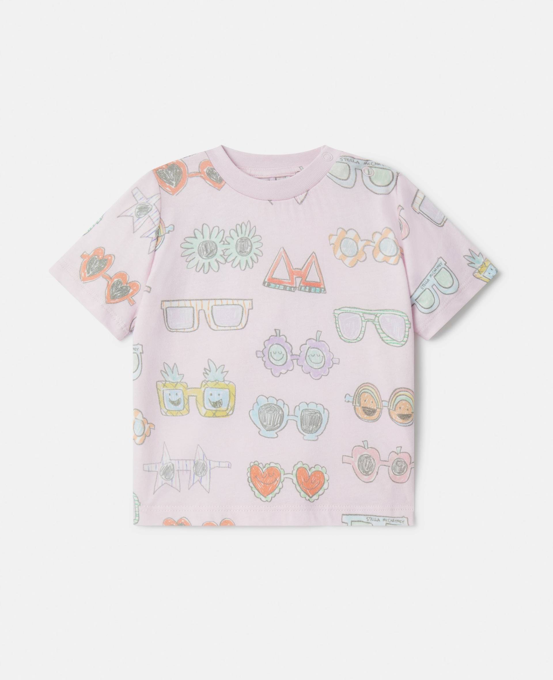 Stella McCartney - Sunglasses Doodle Print T-Shirt, Frau, Pink, Größe: 6m von Stella McCartney