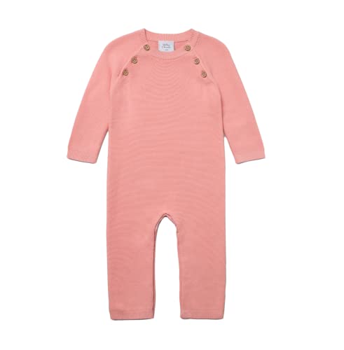 Stellou Overall für Babys und Kleinkinder, FARBE, aus Baumwolle, mit Knöpfen in Holz-Optik und schrägen Raglanärmeln (74, Rosa) von Stellou & friends