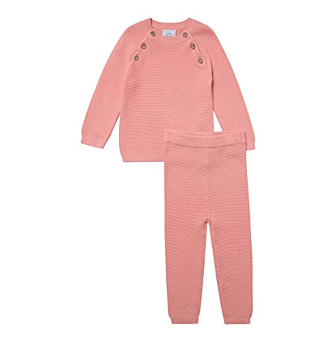 Stellou Zweiteiler für Babys und Kleinkinder, Rosa, aus Baumwolle, Set aus Strickpullover und passender Langer Hose (Rosa, 62) von Stellou & friends