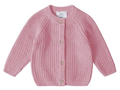 Stellou & friends Cardigan-Strickjacke für Mädchen und Jungen | Hochwertige Baby-Kleidung aus 100% Baumwolle | Gr. 50/56 - Rose Melange von Stellou & friends