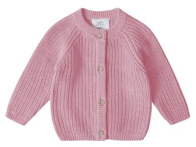 Stellou & friends Cardigan-Strickjacke für Mädchen und Jungen | Hochwertige Baby-Kleidung aus 100% Baumwolle | Gr. 86/92 - Rose Melange von Stellou & friends