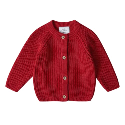 Stellou & friends Cardigan-Strickjacke für Mädchen und Jungen | Hochwertige Baby-Kleidung aus 100% Baumwolle | Gr. 62/68 - Rot von Stellou & friends