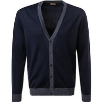 Stenströms Herren Cardigan blau Merinowolle unifarben von Stenströms