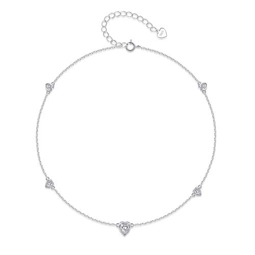 April Monatsstein Geburtsstein Fußklets für Frauen Sterling Silber Herz Stein Knöchel Geschenk Schmuck für Mama oder Freundin oder Freund von Step Forward