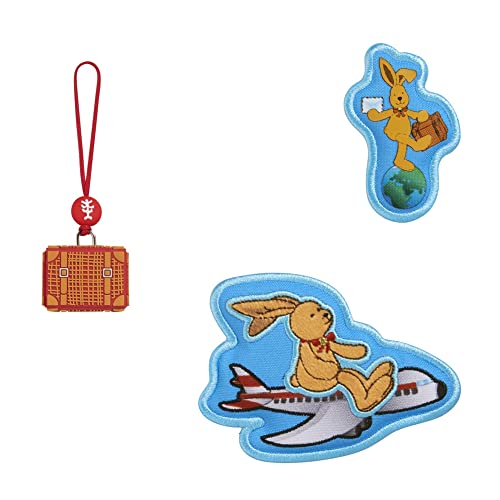 Step by Step Magic Mags Spiegelburg „Felix der Hase, Weltreise“, 3-teilig, 2 Magnet-Applikationen & 1 Anhänger, als Ergänzung für Schulranzen oder Vorschulrucksack, für Jungen & Mädchen von Step by Step