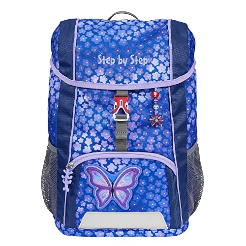 Step by Step Rucksack-Set KID „Butterfly Maja“, mit Sitzkissen, ergonomischer Mini-Ranzen mit höhenverstellbarem Brustgurt, für Kindergarten, Vorschule und Freizeit, 13 l, blau-lila von Step by Step